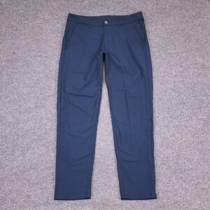 Lululemon Commission Pant Slim Warpstreme Men 33x28.5 Navy Tapered Gusseted  Zip